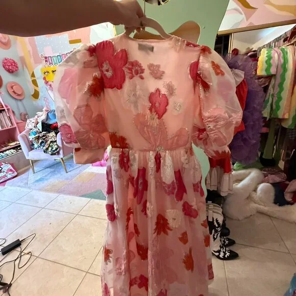 Sister Jane rare pink and red floral wrap dress size small - Picture 5 of 8